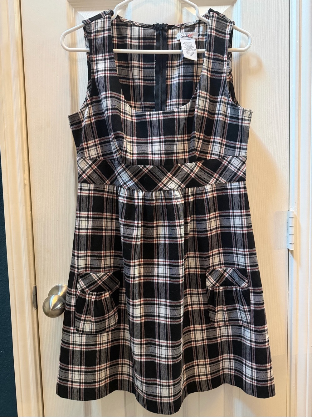 Speechless Black and White Plaid Sundress with Pockets